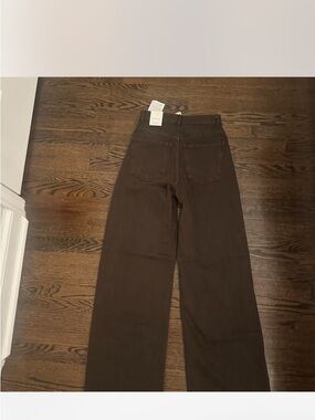 Zara Women's High-Rise Straight Leg Jeans in Dark Brown